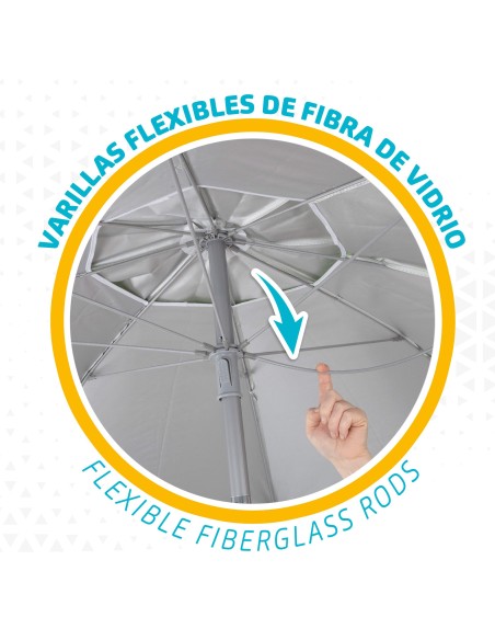 Grande Guarda-sol de Praia Max Air 2.2m Inclinável Azul | Distria