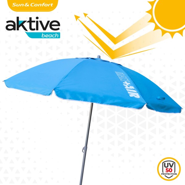 Grande Guarda-sol de Praia Max Air 2.2m Inclinável Azul | Distria