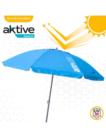Grande Guarda-sol de Praia Max Air 2.2m Inclinável Azul | Distria
