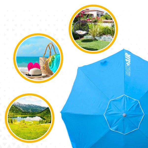Grande Guarda-sol de Praia Max Air 2.2m Inclinável Azul | Distria