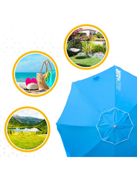 Grande Guarda-sol de Praia Max Air 2.2m Inclinável Azul | Distria