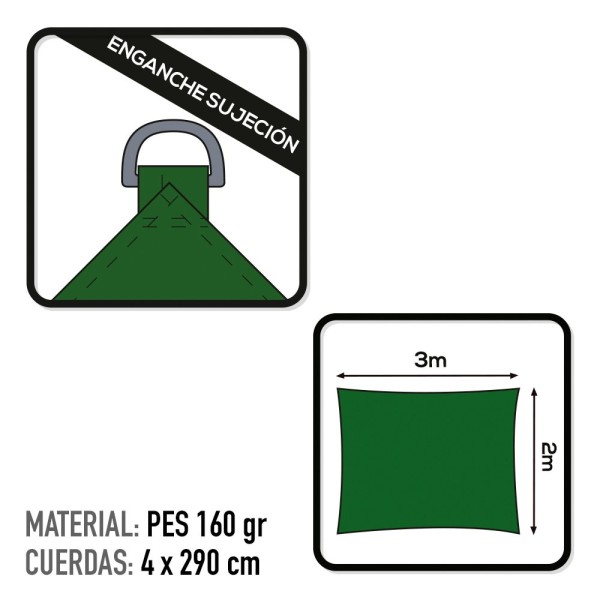 Cortina de vela retangular verde para exterior | Distria