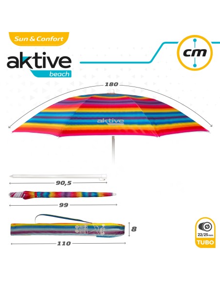 Guarda-sol de 180 cm Aktive Beach-Guarda-sóis | Distria
