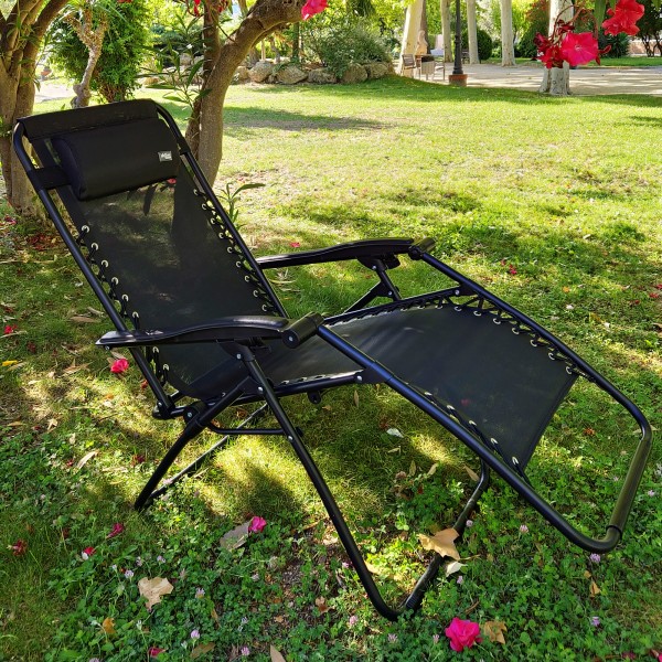 Cadeira dobrável para jardim preta Aktive | Distria