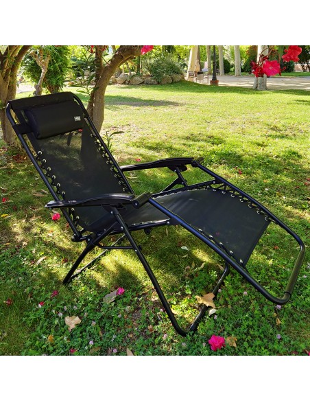 Cadeira dobrável para jardim preta Aktive | Distria