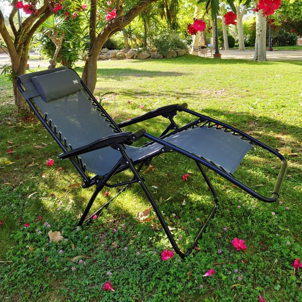 Cadeira dobrável para jardim cinza Aktive | Distria