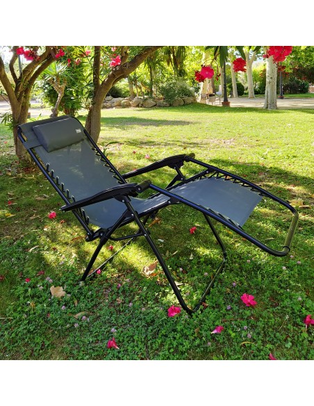 Cadeira dobrável para jardim cinza Aktive | Distria