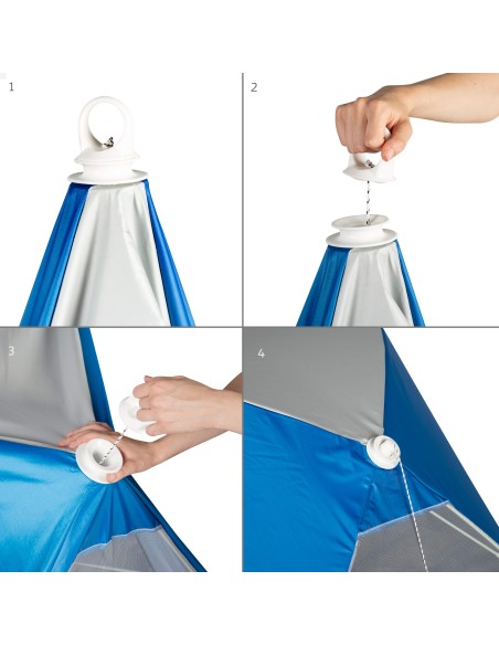 Tenda de praia UV50 azul e cinzento | Distria