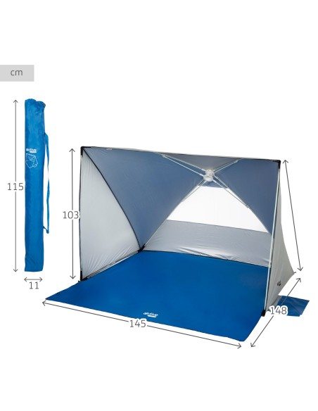 Tenda de praia UV50 azul e cinzento | Distria