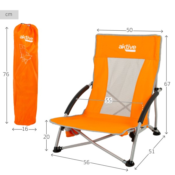 Cadeira de praia dobrável laranja Aktive | Distria