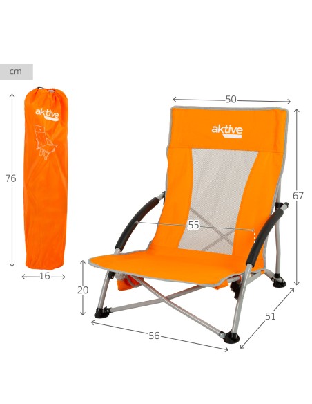 Cadeira de praia dobrável laranja Aktive | Distria
