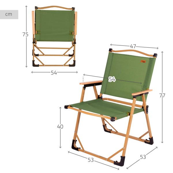 Cadeira dobrável verde Glamping | Distria
