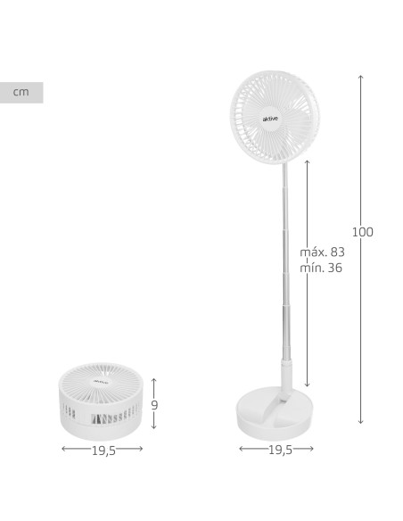 Ventoinha sem fios dobrável de 4 modos com USB | Distria