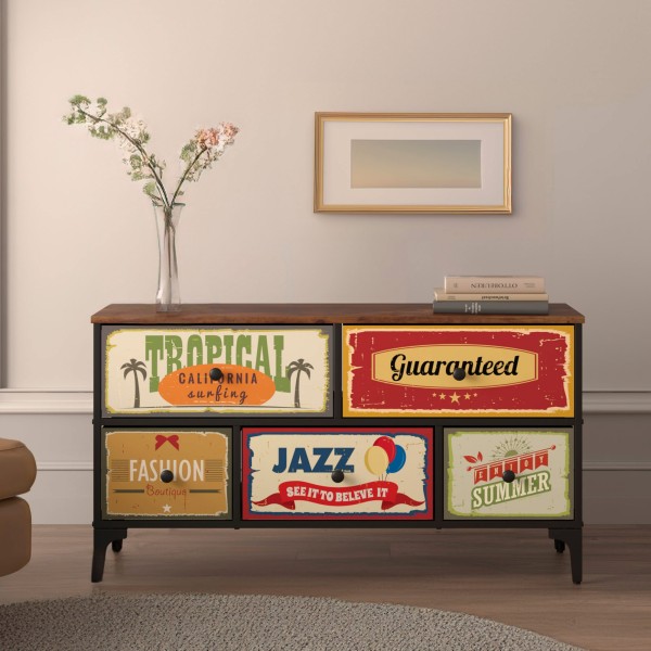 Cómoda vintage 5 gavetas Max Home | Distria