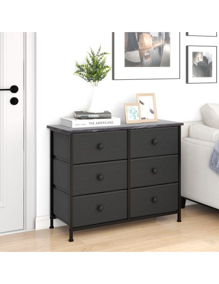 Cómoda preta 6 gavetas Max Home | Distria