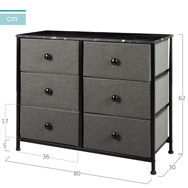 Cómoda preta 6 gavetas Max Home | Distria