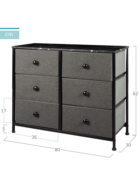 Cómoda preta 6 gavetas Max Home | Distria