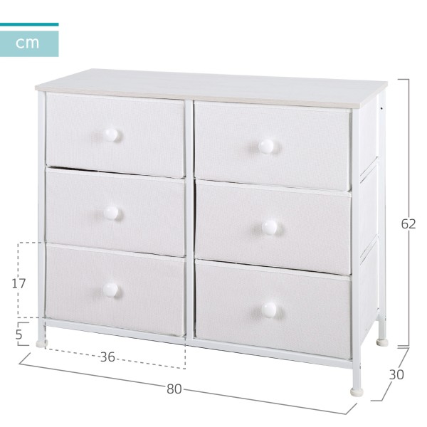 Cómoda branca 6 gavetas Max Home | Distria