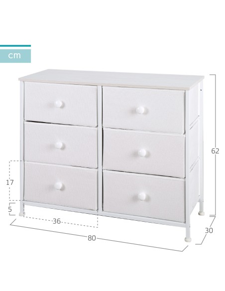Cómoda branca 6 gavetas Max Home | Distria