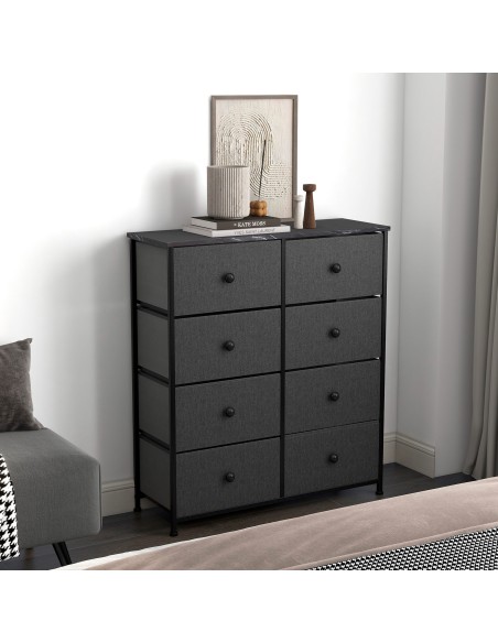 Cómoda preta 8 gavetas Max Home | Distria