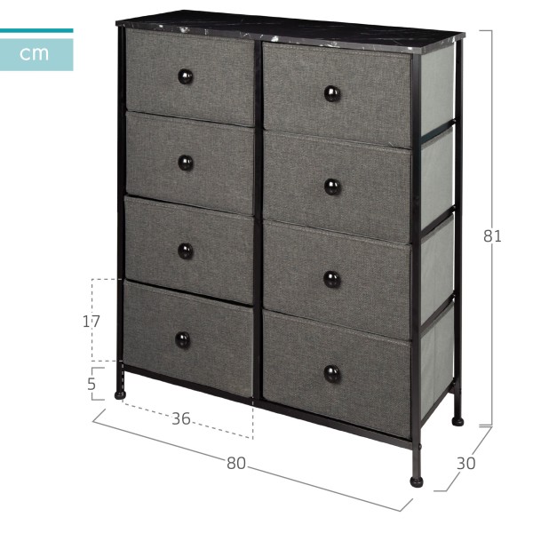 Cómoda preta 8 gavetas Max Home | Distria