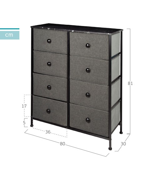 Cómoda preta 8 gavetas Max Home | Distria