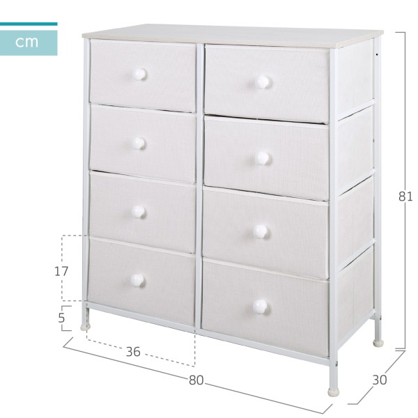 Cómoda branca 8 gavetas Max Home | Distria