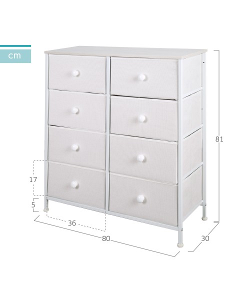 Cómoda branca 8 gavetas Max Home | Distria