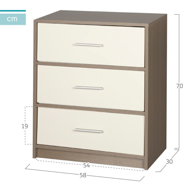 Mesa de cabeceira 3 gavetas Max Home | Distria