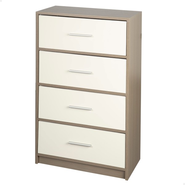Cómoda branca e de madeira 4 gavetas Max Home | Distria