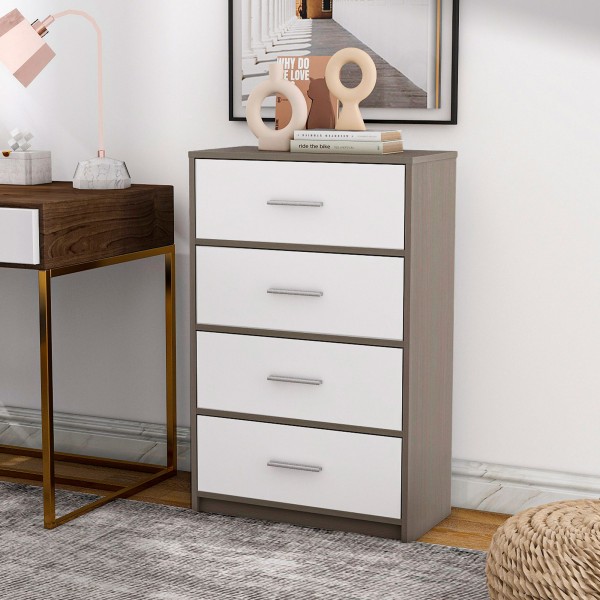 Cómoda branca e de madeira 4 gavetas Max Home | Distria