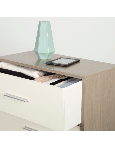 Cómoda branca e de madeira 4 gavetas Max Home | Distria