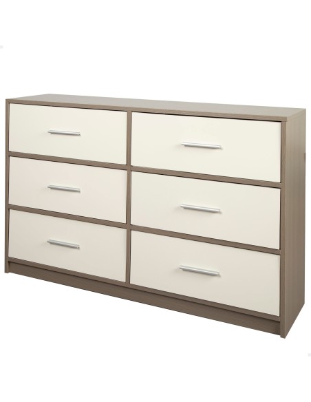Cómoda branca e de madeira 6 gavetas Max Home | Distria