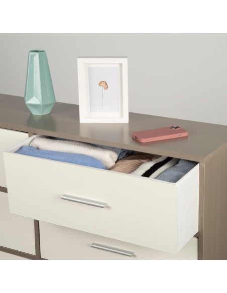 Cómoda branca e de madeira 6 gavetas Max Home | Distria