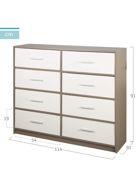 Cómoda 8 gavetas Max Home | Distria