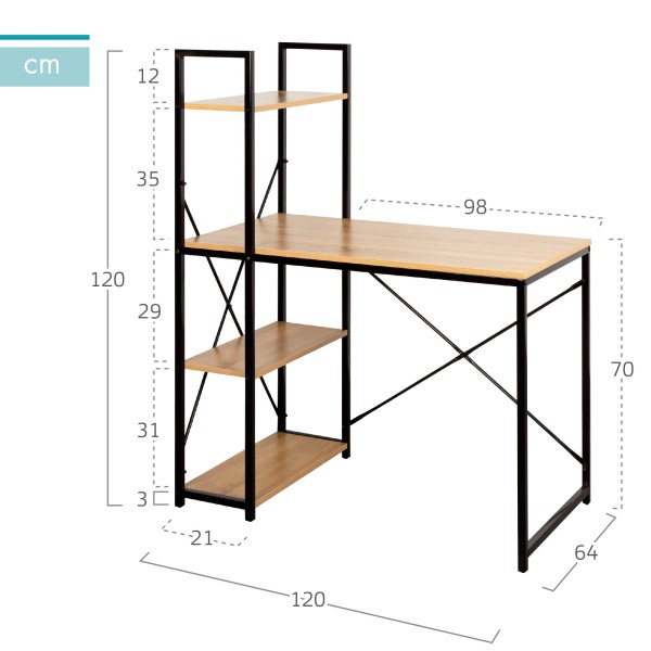 Prateleira de secretária Max Home Desk 120x64x120 cm | Distria