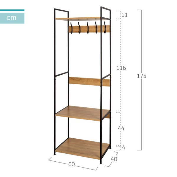 Sapateira de madeira 3 prateleiras 60x40x175 cm | Distria