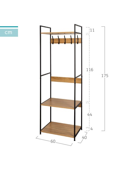 Sapateira de madeira 3 prateleiras 60x40x175 cm | Distria