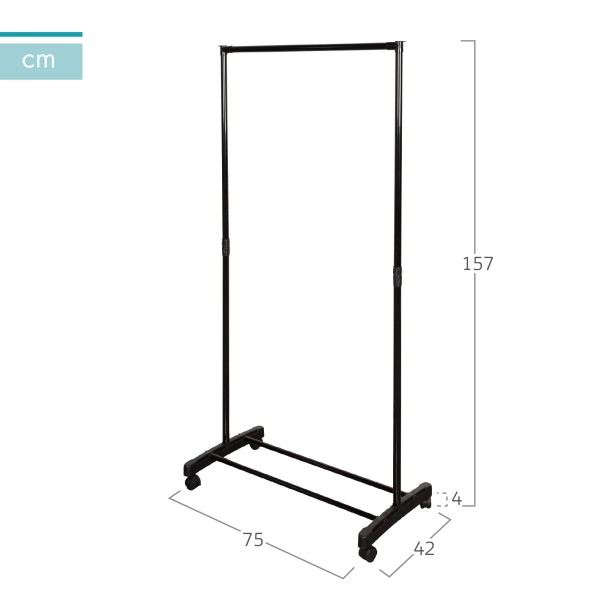 Burro de roupa com sapateira e rodas 75x42x157 cm | Distria