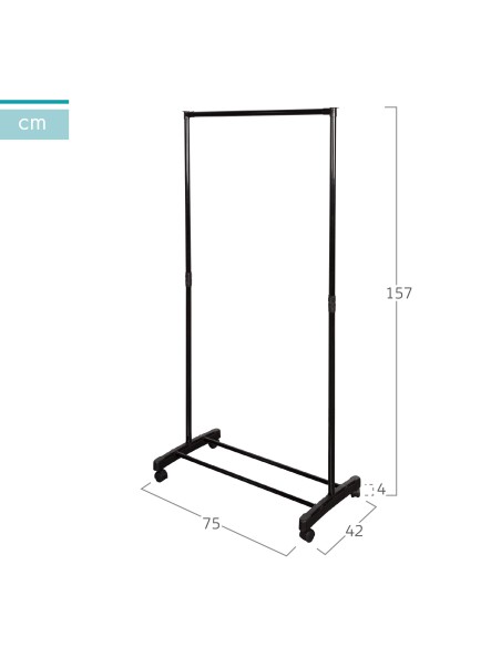 Burro de roupa com sapateira e rodas 75x42x157 cm | Distria