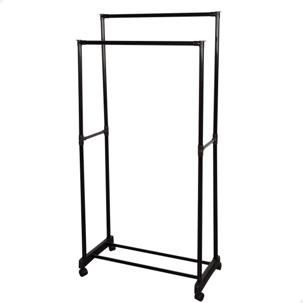 Carrinho de roupa duplo com sapateira e rodas 75x40x157 cm | Distria