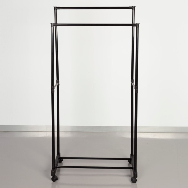 Carrinho de roupa duplo com sapateira e rodas 75x40x157 cm | Distria