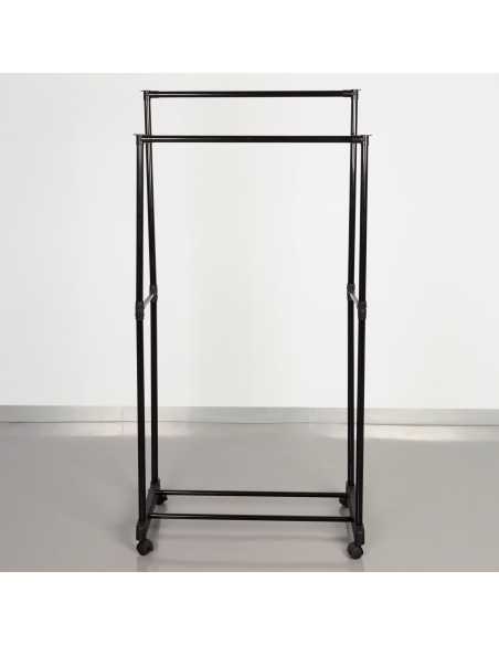 Carrinho de roupa duplo com sapateira e rodas 75x40x157 cm | Distria