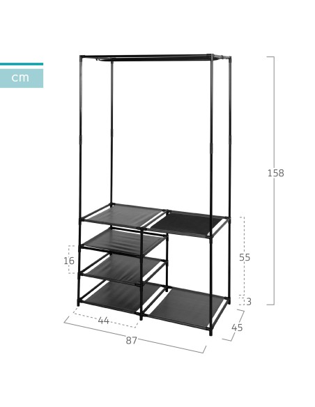 Armário aberto com 4 prateleiras em tecido 87x45x158 cm | Distria