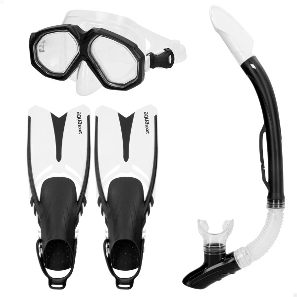 Conjunto de óculos de mergulho para adultos com snorkel e nadadeiras, tamanhos 42,5-47 | Distria
