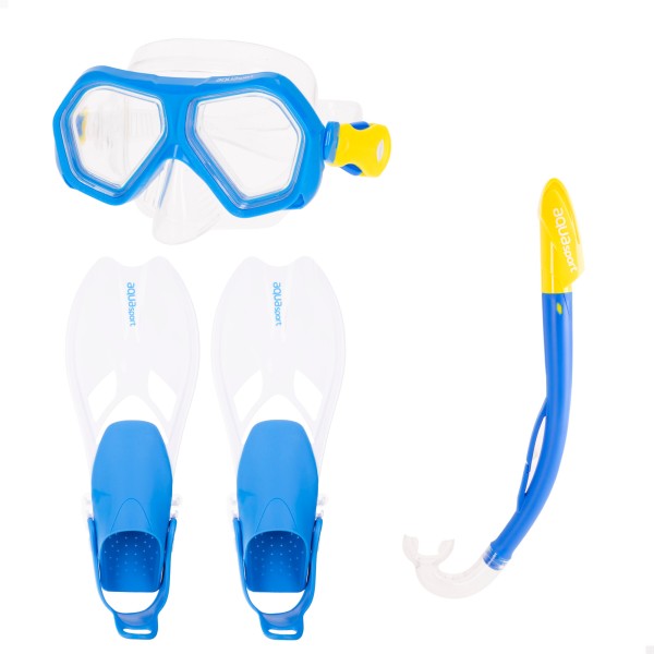 Conjunto de óculos de mergulho infantil com snorkel e nadadeiras, tamanhos 27 a 31 | Distria
