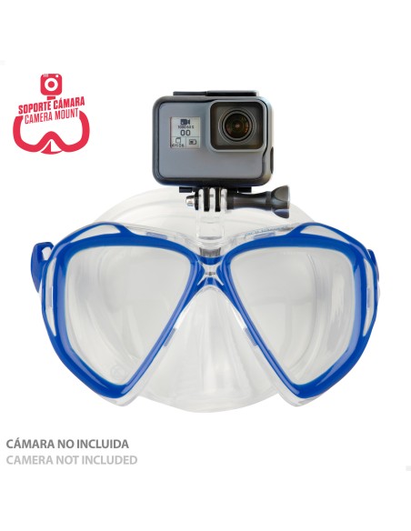 Conjunto de óculos de mergulho para adultos com snorkel e suporte para câmera | Distria