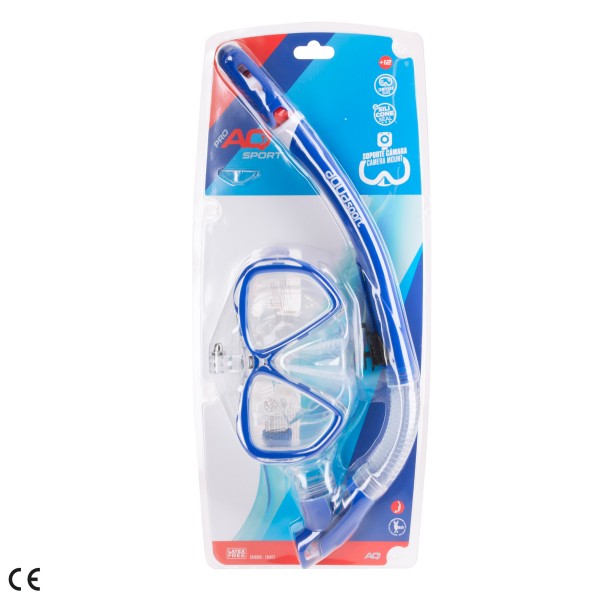 Conjunto de óculos de mergulho para adultos com snorkel e suporte para câmera | Distria