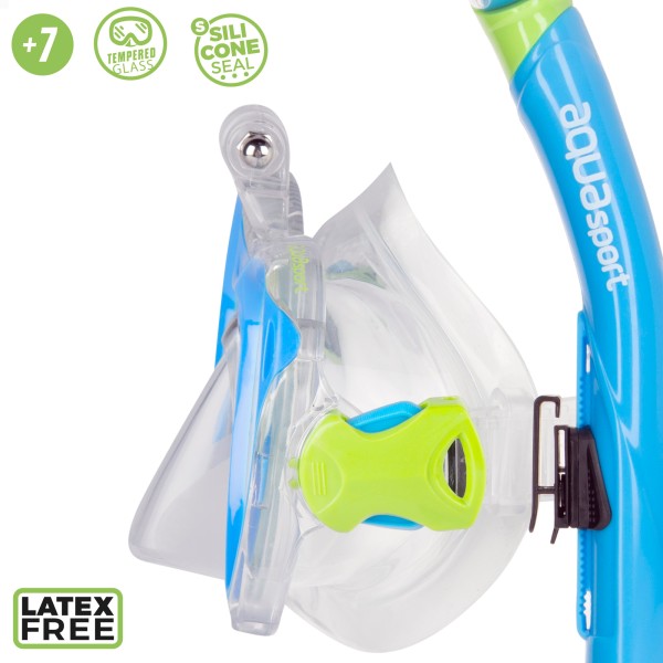 Conjunto de óculos de mergulho infantil com snorkel e suporte para câmera | Distria