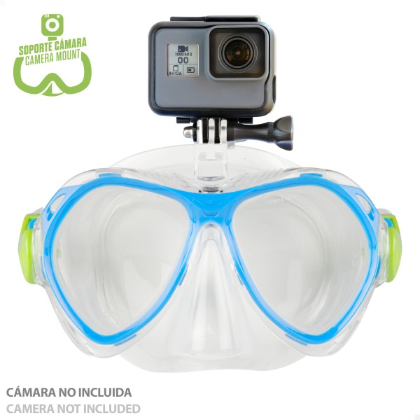 Conjunto de óculos de mergulho infantil com snorkel e suporte para câmera | Distria